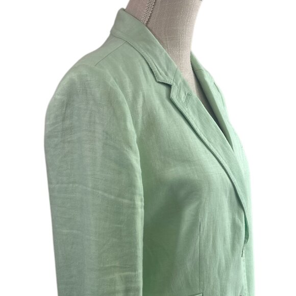 J. Crew Factory Linen Blazer Mint Green Women's sz 12 Classic Preppy Coastal - Picture 5 of 16